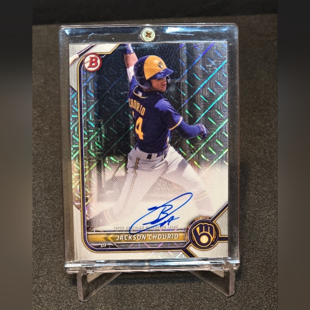 Jackson Chourio 2022 Topps Refractor Baseball Card with Autograph